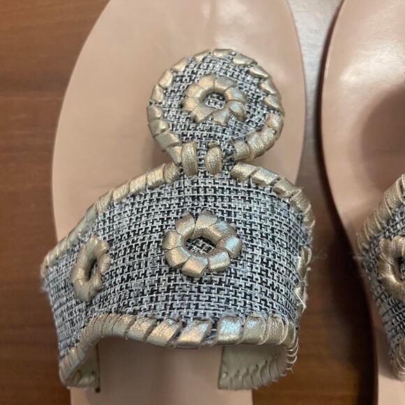 Jack Rogers Gold Leather & Tweed Sandals – Size 6.5 - Picture 4 of 6
